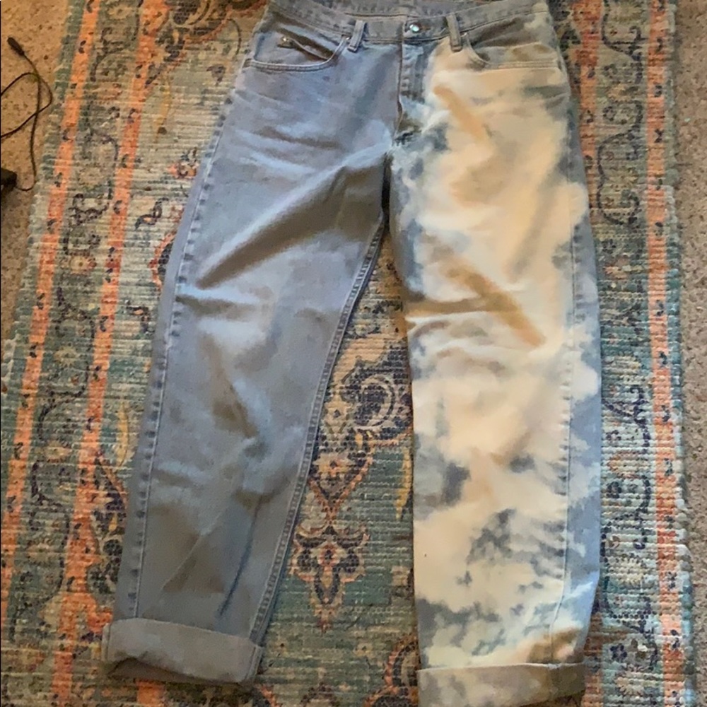 half bleached mom jeans